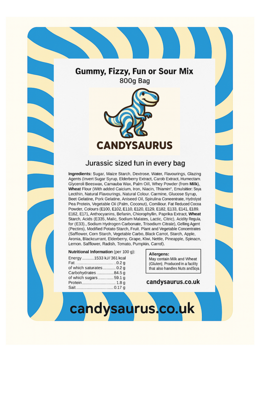 Candysaurus Blue Mix - large Pick and Mix Assorted Sweets, 800g Pick n Mix Sweets