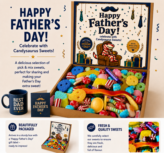 Fathers Day Pick & Mix Sweets Box, Premium Large Candy Gift Box, Retro & Modern Random Sweet Selection, Perfect Fathers Day Present, (1KG)