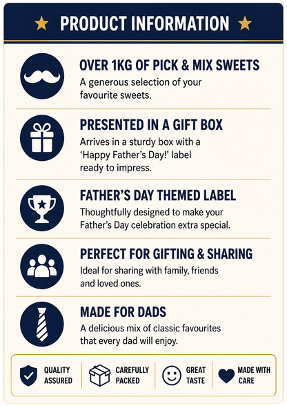Fathers Day Pick & Mix Sweets Box, Premium Large Candy Gift Box, Retro & Modern Random Sweet Selection, Perfect Fathers Day Present, (1KG)