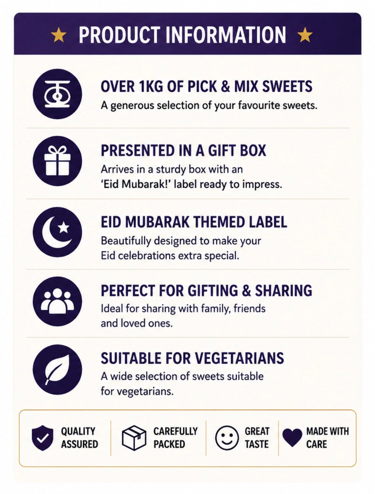 Eid Mubarak Pick & Mix Sweets Box, Premium Halal Large Candy Gift Box, Retro & Modern Random Sweet Selection, Perfect Eid Present, (1KG)