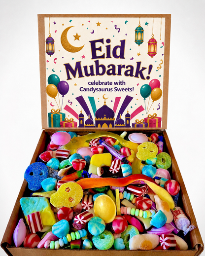 Eid Mubarak Pick & Mix Sweets Box, Premium Halal Large Candy Gift Box, Retro & Modern Random Sweet Selection, Perfect Eid Present, (1KG)
