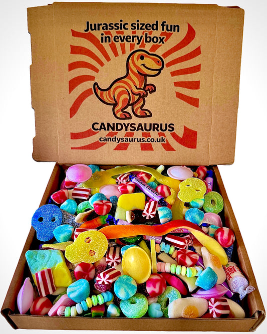 Pick & Mix Sweets Box, premium Large Candy Gift Box, Retro & Modern Random Sweet Selection, Perfect for Easter, Birthdays, Congratulation, Movie Night or Thank You (1KG) Candysaurus