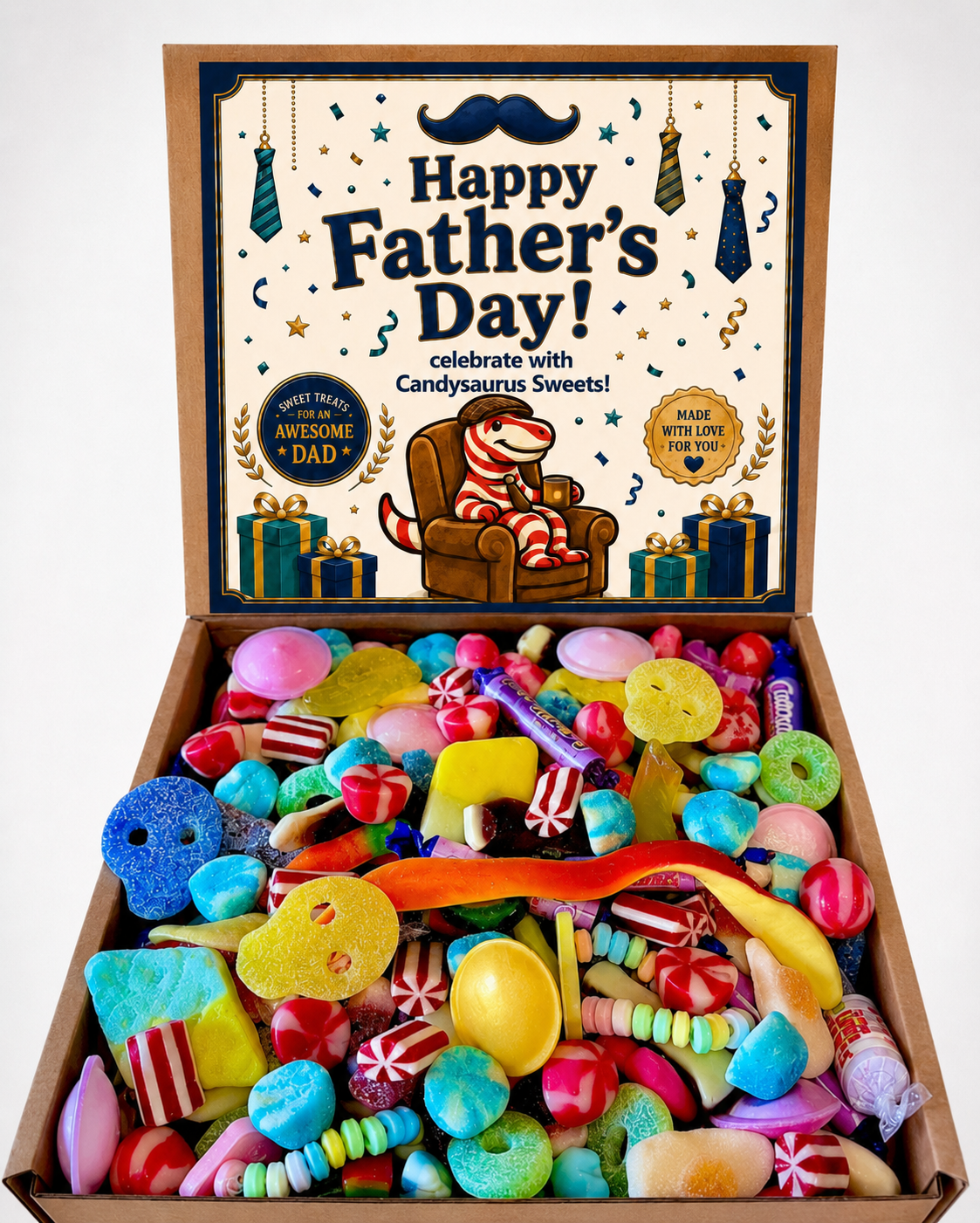 Fathers Day Pick & Mix Sweets Box, Premium Large Candy Gift Box, Retro & Modern Random Sweet Selection, Perfect Fathers Day Present, (1KG)