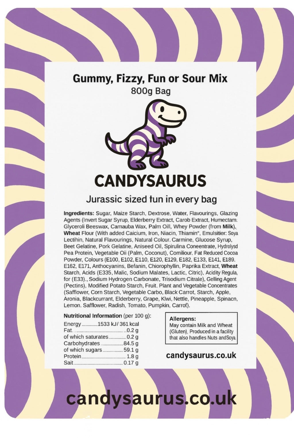 Candysaurus Gummy Mix - large Pick and Mix Assorted Sweets, 800g Pick n Mix Sweets