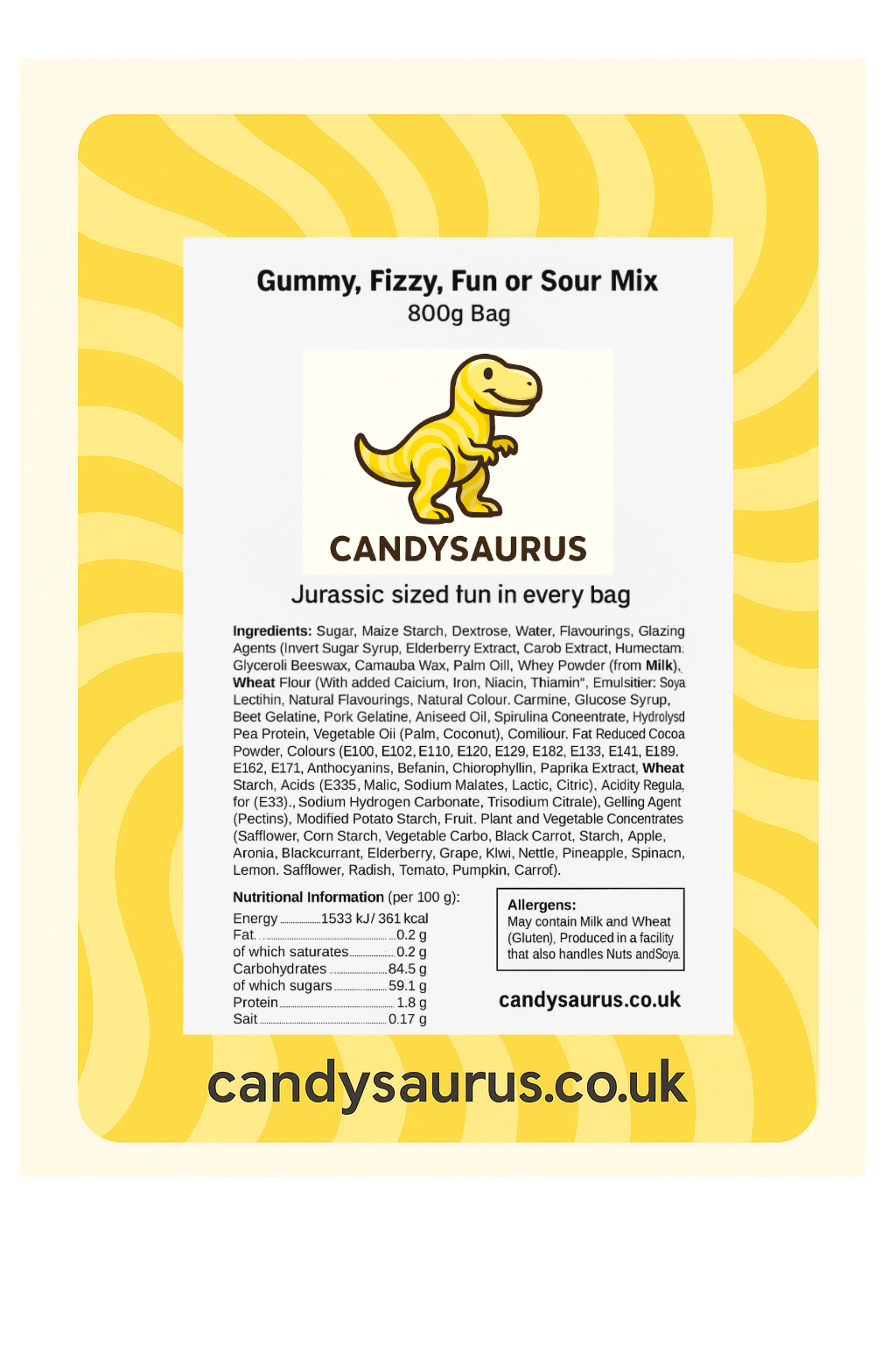 Candysaurus Fun Mix - large Pick and Mix Assorted Sweets, 800g Pick n Mix Sweets