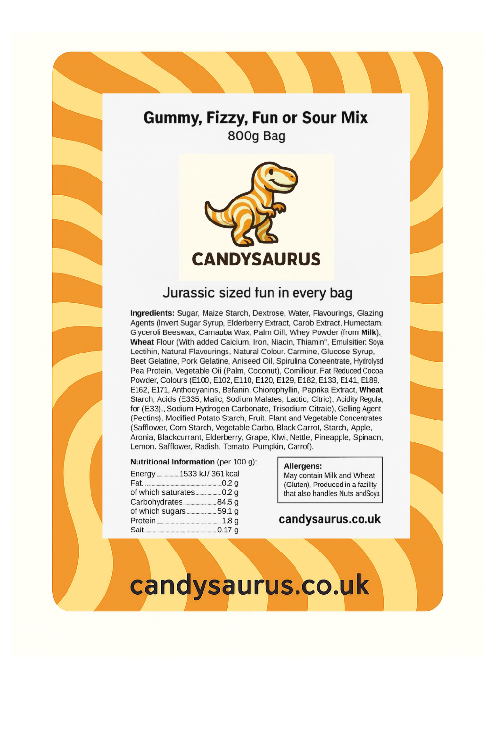 Candysaurus Sour Mix - large Pick and Mix Assorted Sweets, 800g Pick n Mix Sweets