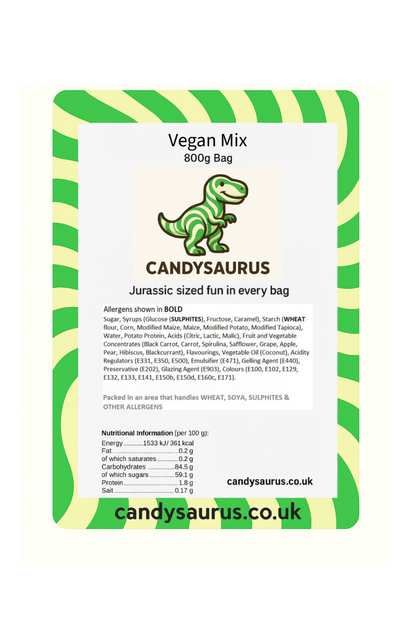 Candysaurus Vegan Mix - large Pick and Mix Assorted Sweets, 800g Pick n Mix Sweets